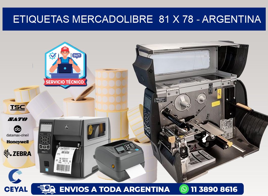 ETIQUETAS MERCADOLIBRE  81 x 78 - ARGENTINA