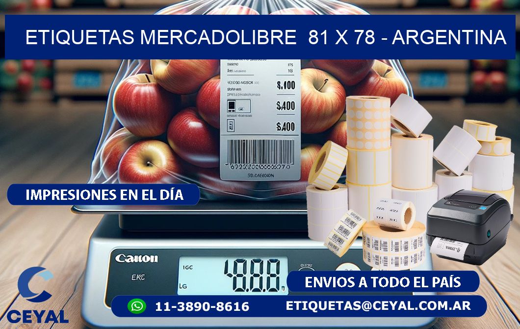 ETIQUETAS MERCADOLIBRE  81 x 78 - ARGENTINA