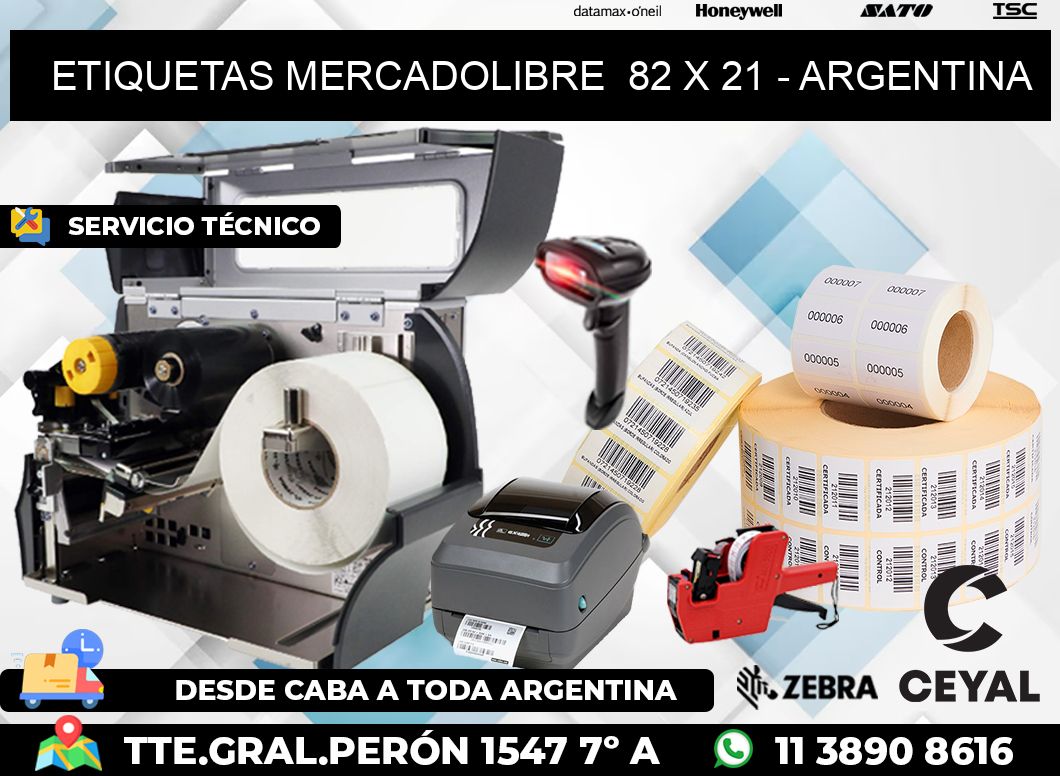 ETIQUETAS MERCADOLIBRE  82 x 21 - ARGENTINA