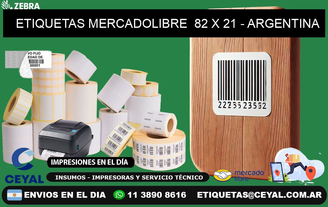 ETIQUETAS MERCADOLIBRE  82 x 21 - ARGENTINA