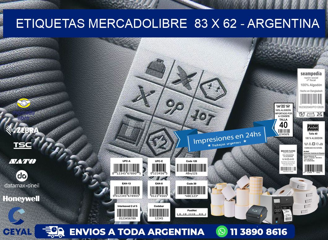 ETIQUETAS MERCADOLIBRE  83 x 62 - ARGENTINA