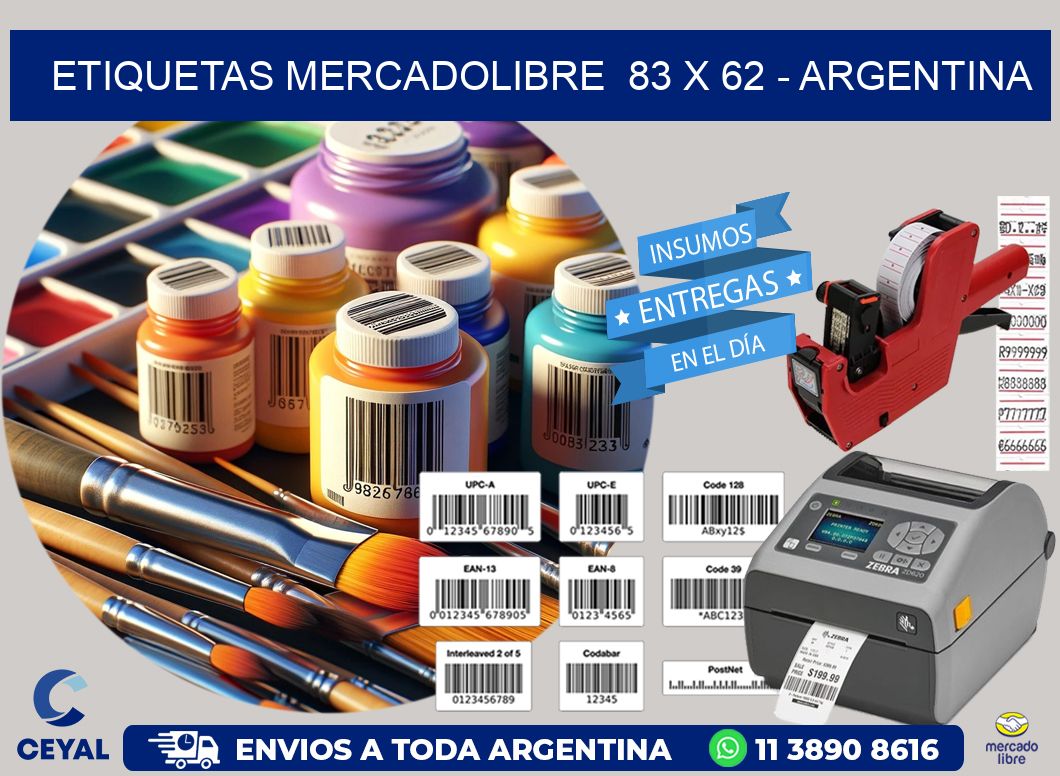 ETIQUETAS MERCADOLIBRE  83 x 62 - ARGENTINA