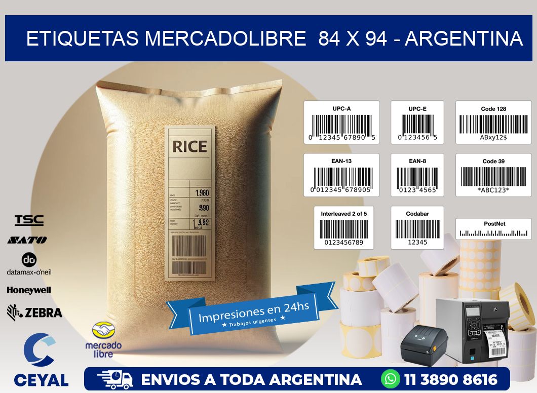 ETIQUETAS MERCADOLIBRE  84 x 94 - ARGENTINA