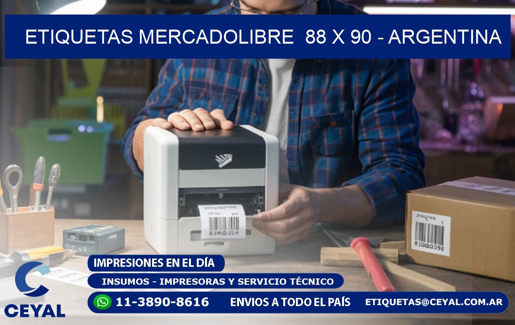 ETIQUETAS MERCADOLIBRE  88 x 90 - ARGENTINA