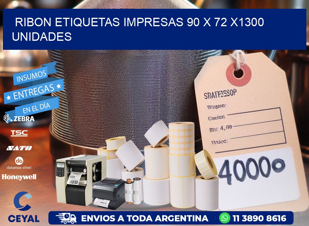 RIBON ETIQUETAS IMPRESAS 90 x 72 X1300 UNIDADES