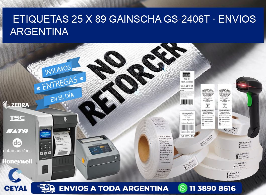 ETIQUETAS 25 x 89 GAINSCHA GS-2406T · ENVIOS ARGENTINA