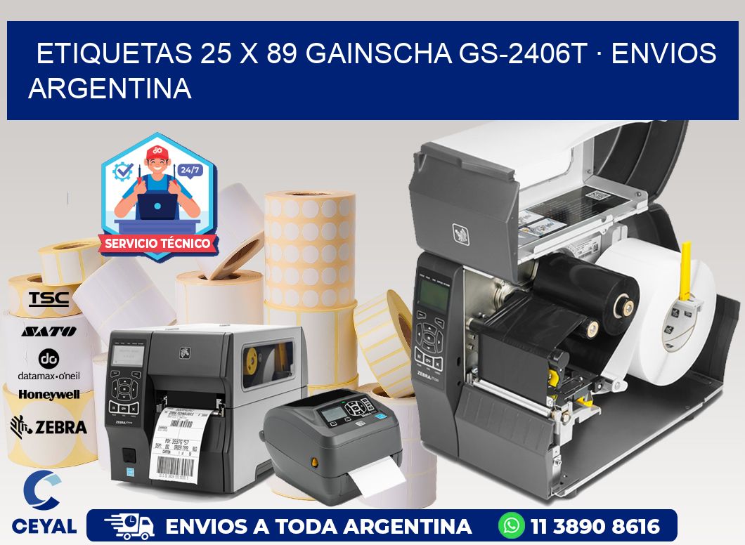 ETIQUETAS 25 x 89 GAINSCHA GS-2406T · ENVIOS ARGENTINA