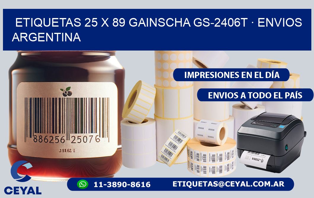 ETIQUETAS 25 x 89 GAINSCHA GS-2406T · ENVIOS ARGENTINA