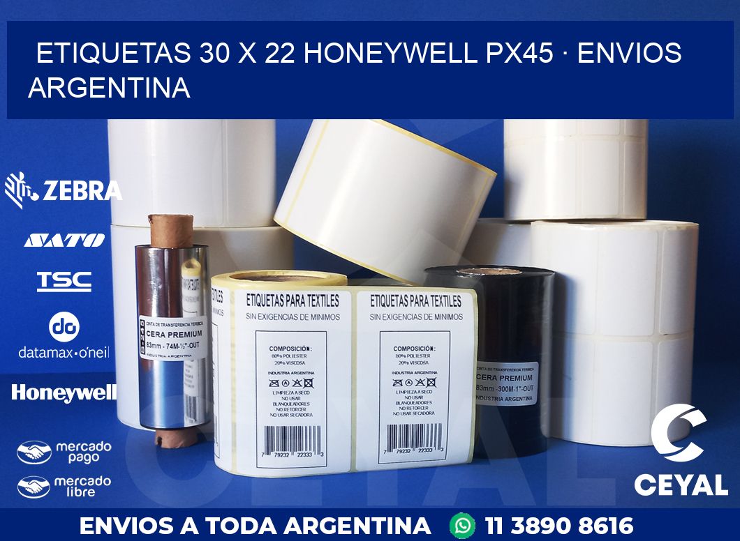 ETIQUETAS 30 x 22 HONEYWELL PX45 · ENVIOS ARGENTINA