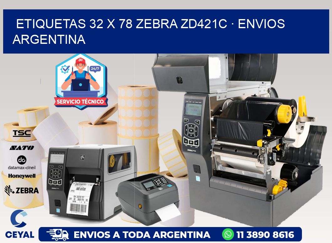 ETIQUETAS 32 x 78 ZEBRA ZD421C · ENVIOS ARGENTINA