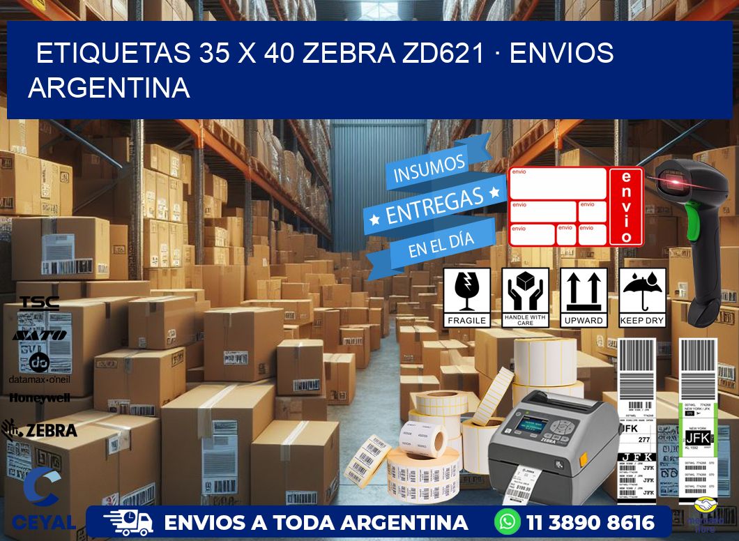 ETIQUETAS 35 x 40 ZEBRA ZD621 · ENVIOS ARGENTINA