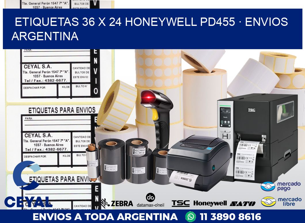 ETIQUETAS 36 x 24 HONEYWELL PD455 · ENVIOS ARGENTINA