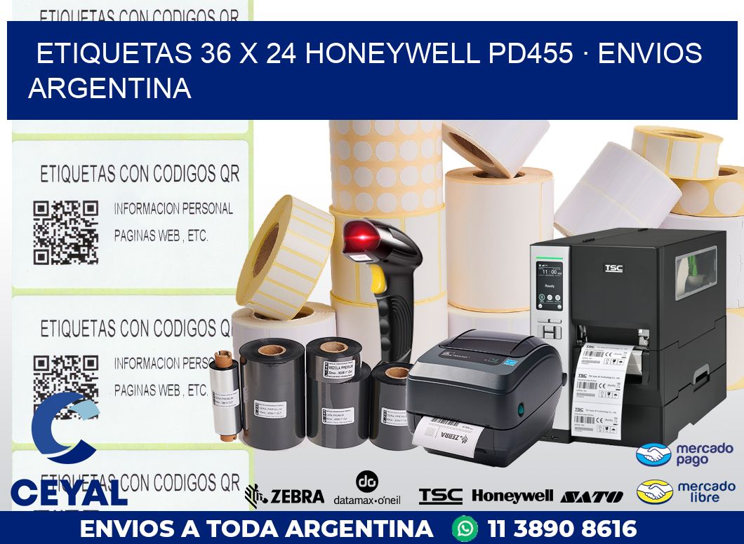 ETIQUETAS 36 x 24 HONEYWELL PD455 · ENVIOS ARGENTINA