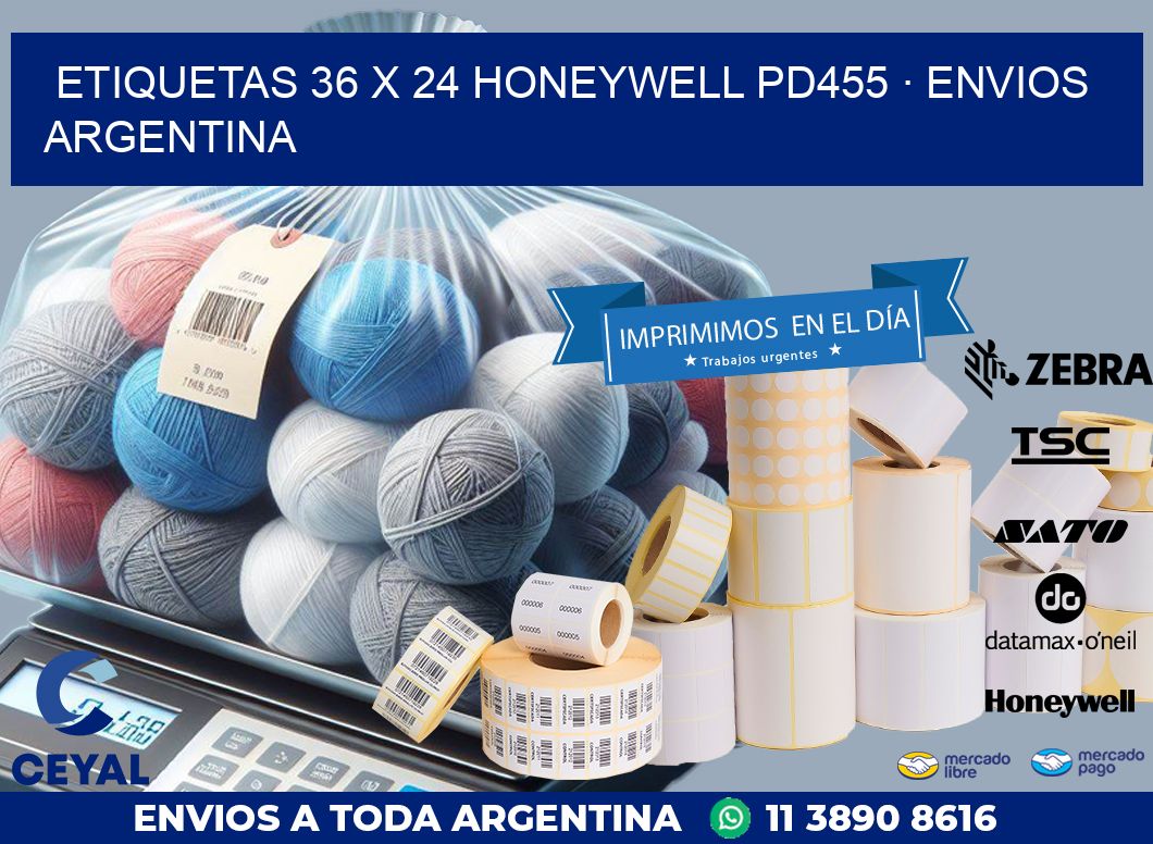 ETIQUETAS 36 x 24 HONEYWELL PD455 · ENVIOS ARGENTINA