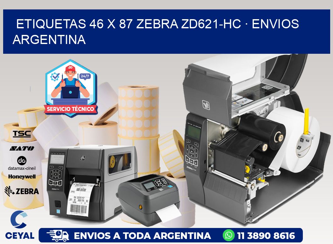 ETIQUETAS 46 x 87 ZEBRA ZD621-HC · ENVIOS ARGENTINA