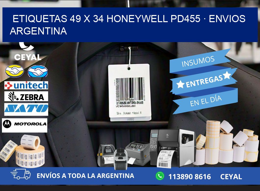 ETIQUETAS 49 x 34 HONEYWELL PD455 · ENVIOS ARGENTINA