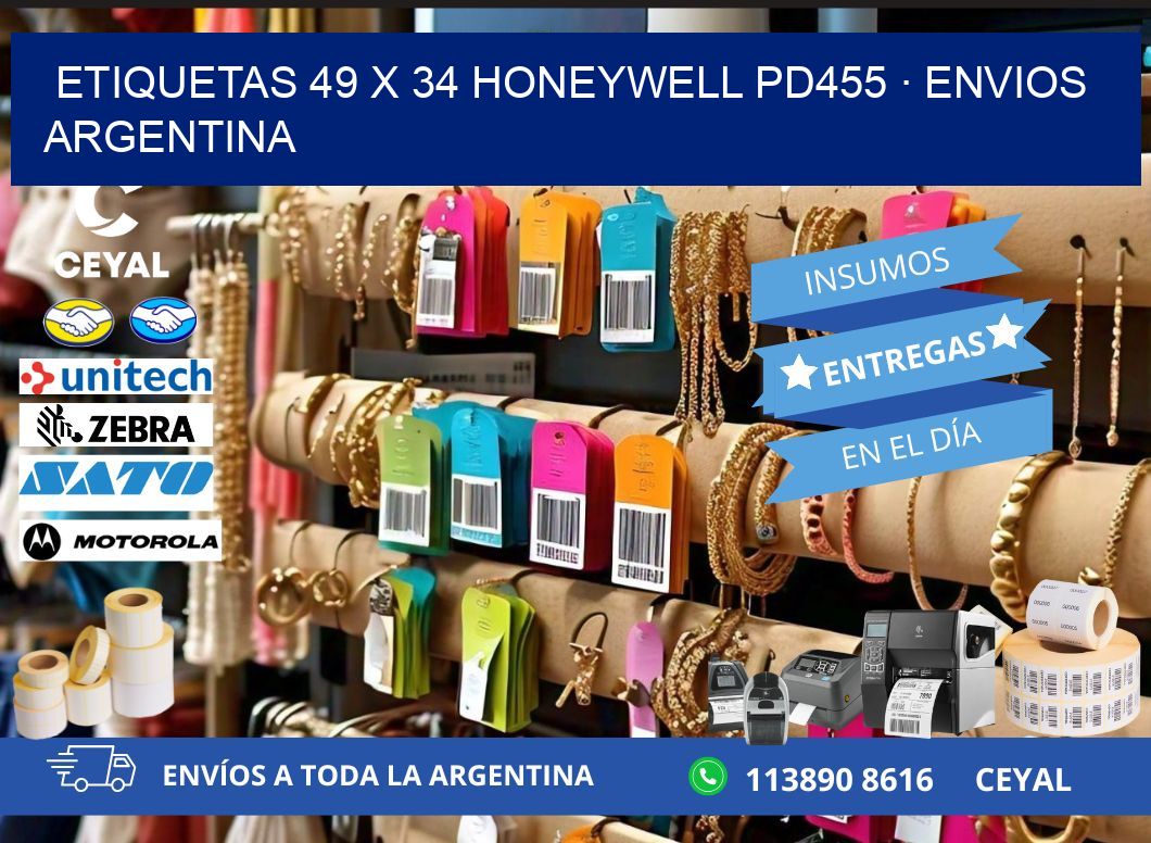 ETIQUETAS 49 x 34 HONEYWELL PD455 · ENVIOS ARGENTINA