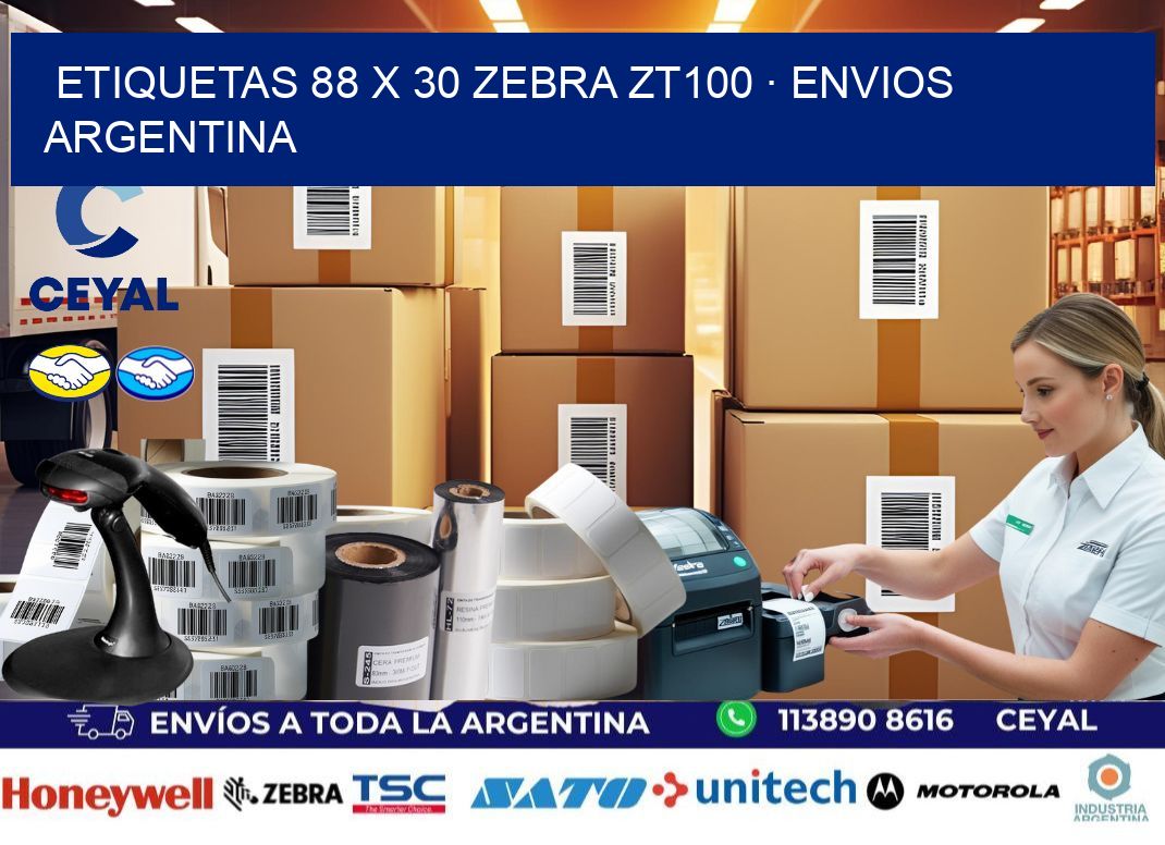 ETIQUETAS 88 x 30 ZEBRA ZT100 · ENVIOS ARGENTINA