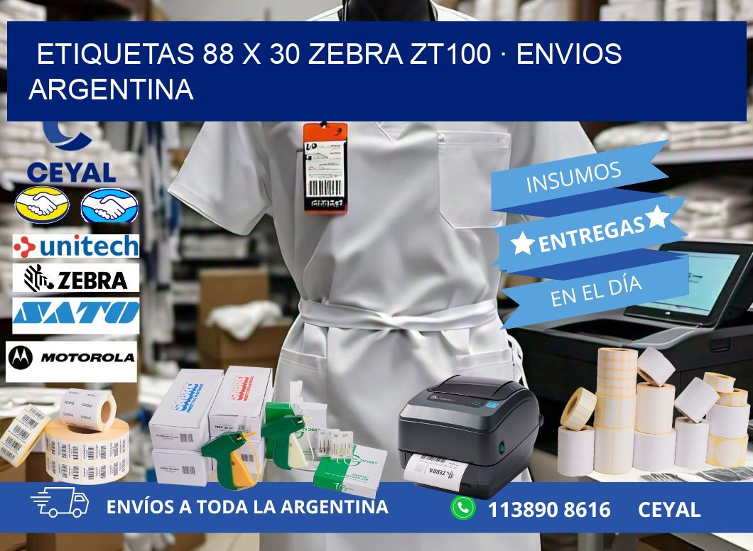 ETIQUETAS 88 x 30 ZEBRA ZT100 · ENVIOS ARGENTINA