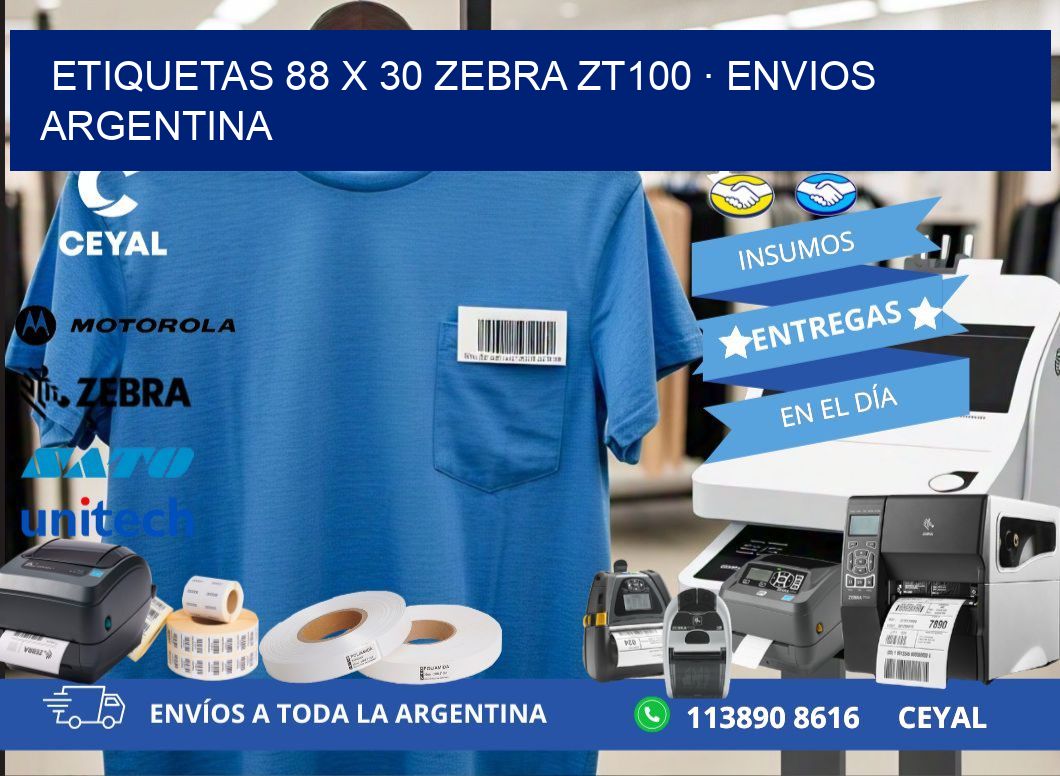 ETIQUETAS 88 x 30 ZEBRA ZT100 · ENVIOS ARGENTINA