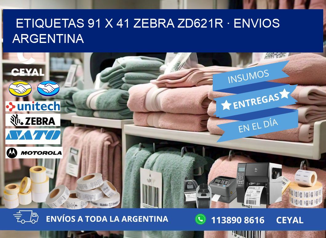 ETIQUETAS 91 x 41 ZEBRA ZD621R · ENVIOS ARGENTINA