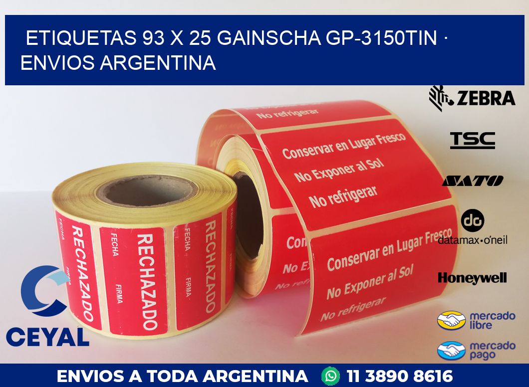 ETIQUETAS 93 x 25 GAINSCHA GP-3150TIN · ENVIOS ARGENTINA