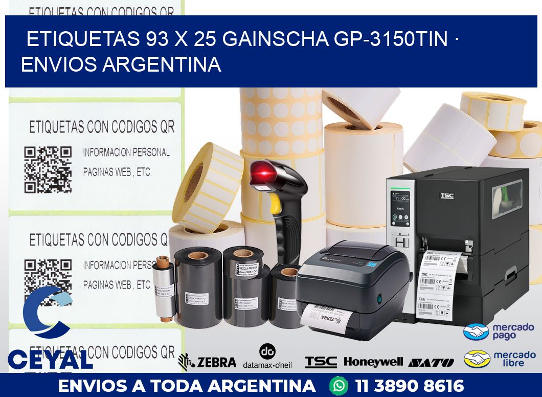 ETIQUETAS 93 x 25 GAINSCHA GP-3150TIN · ENVIOS ARGENTINA