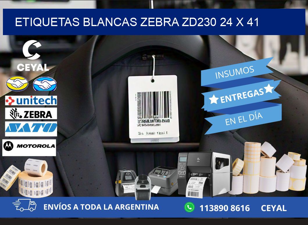 ETIQUETAS BLANCAS ZEBRA ZD230 24 x 41