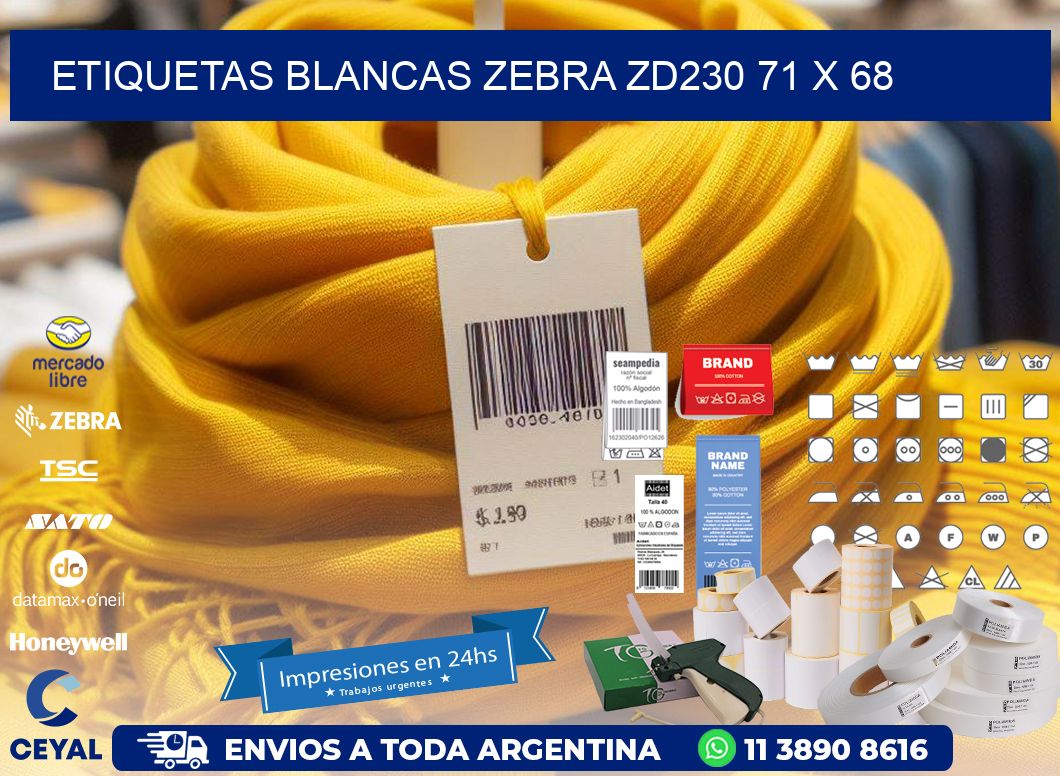 ETIQUETAS BLANCAS ZEBRA ZD230 71 x 68