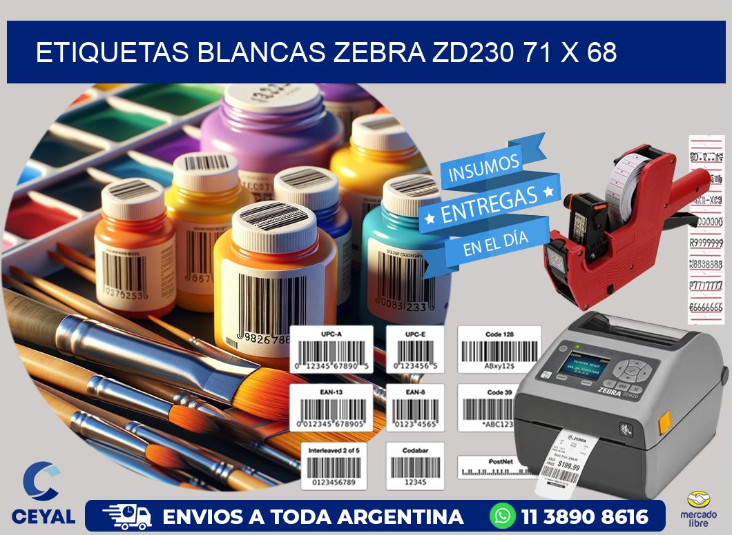 ETIQUETAS BLANCAS ZEBRA ZD230 71 x 68