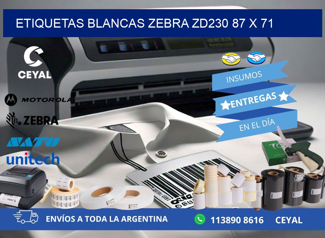 ETIQUETAS BLANCAS ZEBRA ZD230 87 x 71