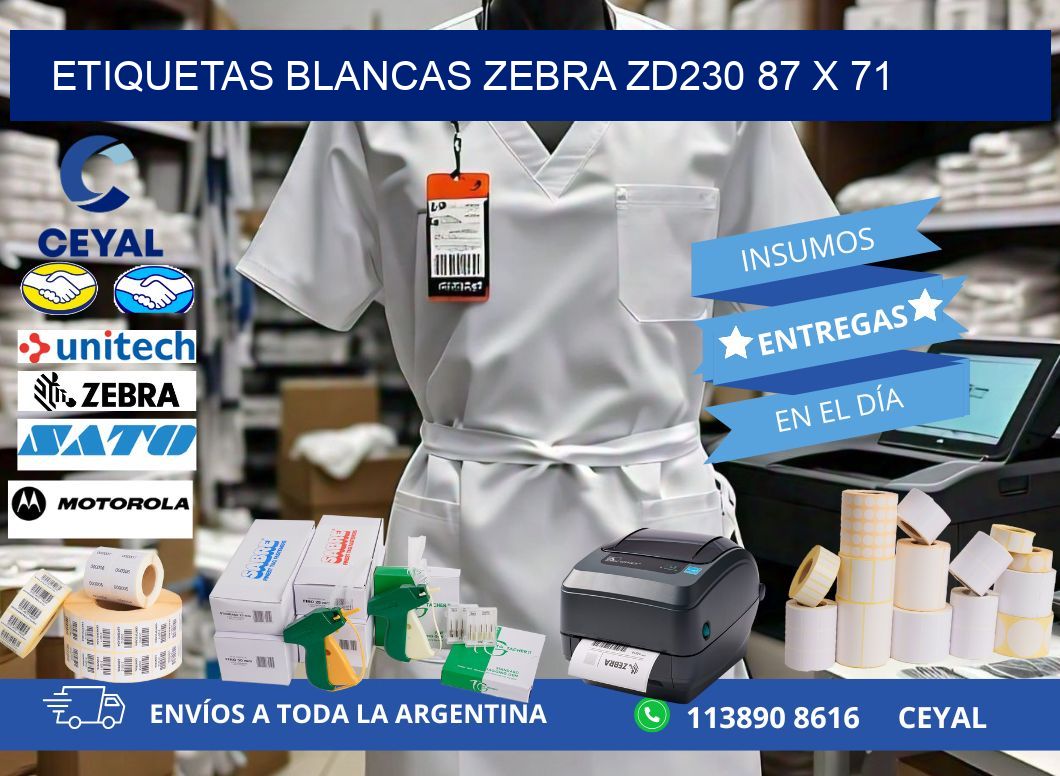 ETIQUETAS BLANCAS ZEBRA ZD230 87 x 71