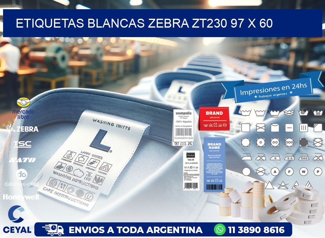 ETIQUETAS BLANCAS ZEBRA ZT230 97 x 60