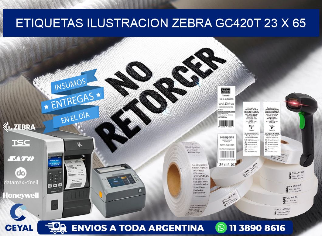 ETIQUETAS ILUSTRACION ZEBRA GC420T 23 x 65
