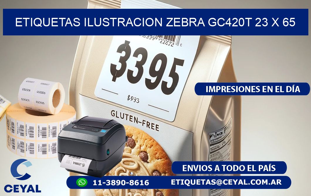 ETIQUETAS ILUSTRACION ZEBRA GC420T 23 x 65