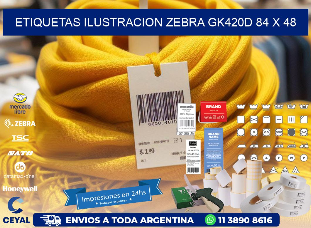 ETIQUETAS ILUSTRACION ZEBRA GK420D 84 x 48