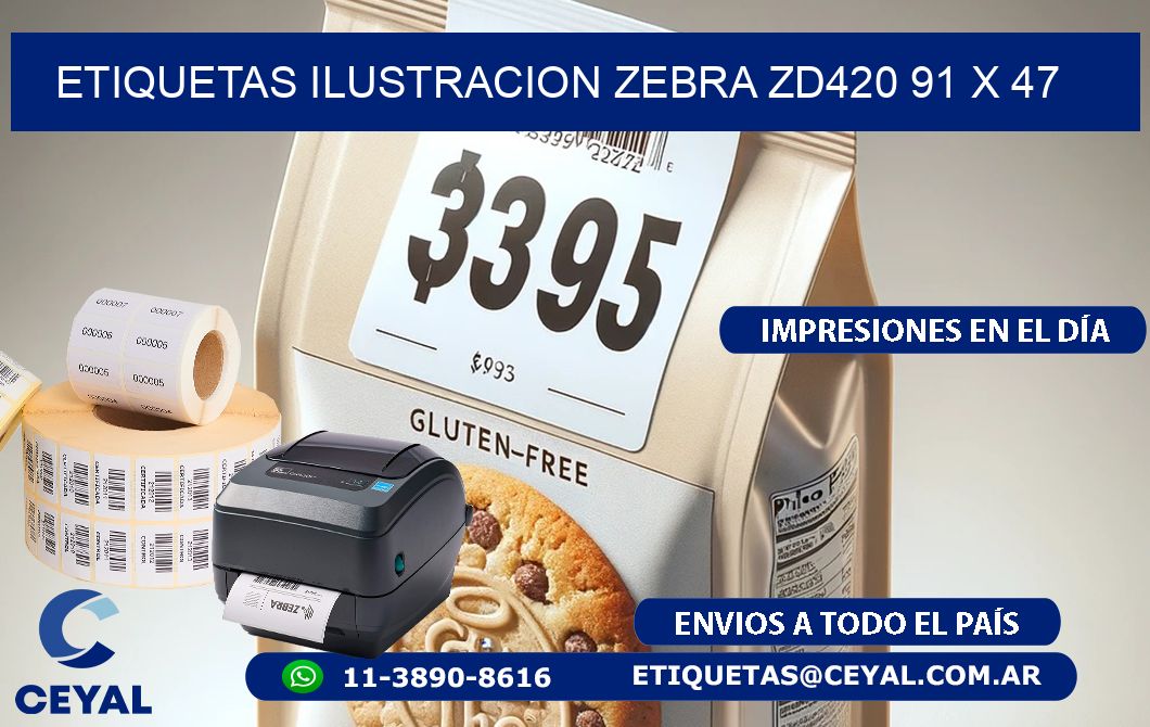 ETIQUETAS ILUSTRACION ZEBRA ZD420 91 x 47