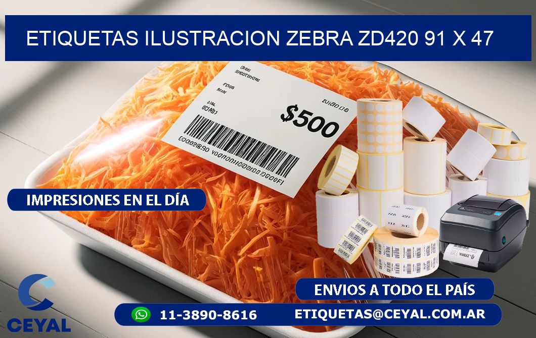 ETIQUETAS ILUSTRACION ZEBRA ZD420 91 x 47