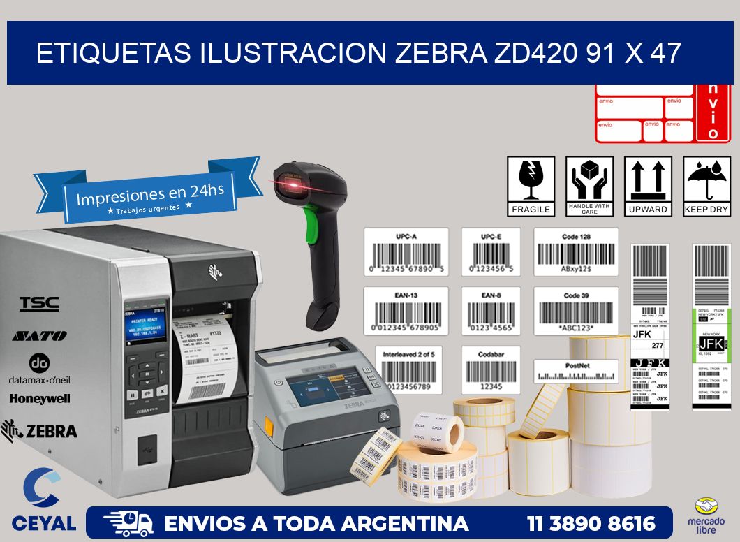 ETIQUETAS ILUSTRACION ZEBRA ZD420 91 x 47
