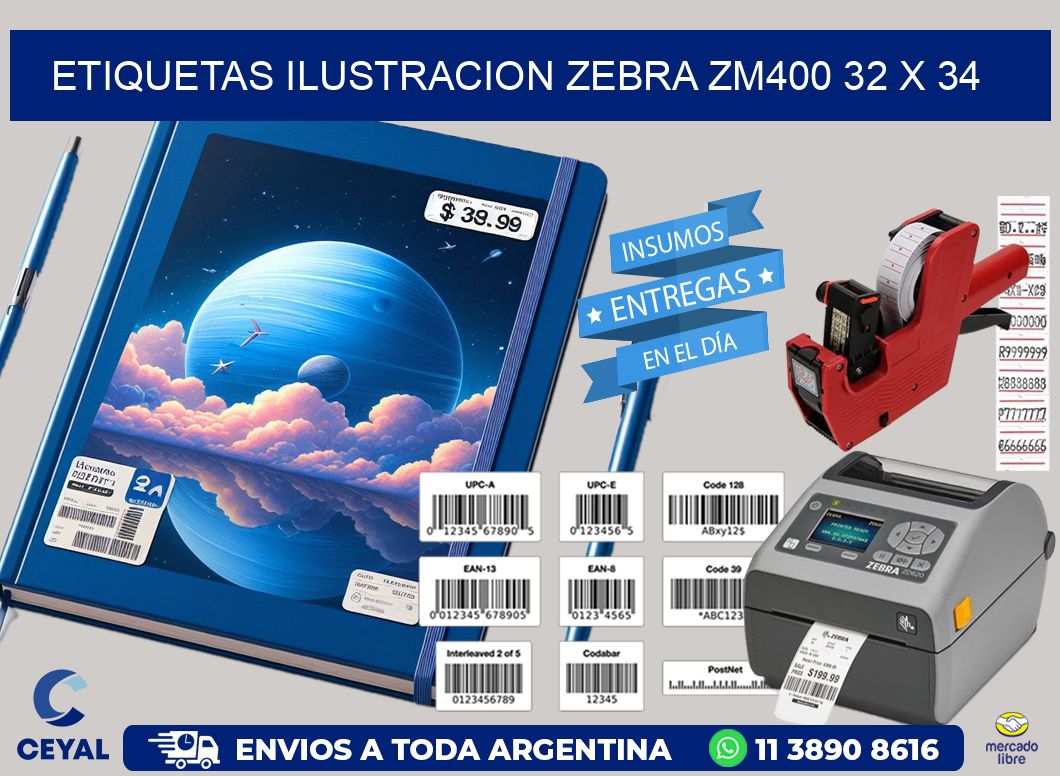 ETIQUETAS ILUSTRACION ZEBRA ZM400 32 x 34