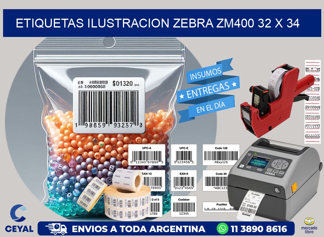 ETIQUETAS ILUSTRACION ZEBRA ZM400 32 x 34