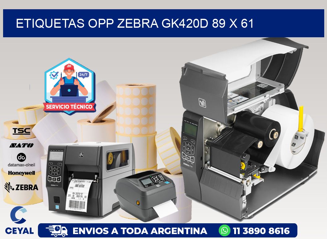 ETIQUETAS OPP ZEBRA GK420D 89 x 61