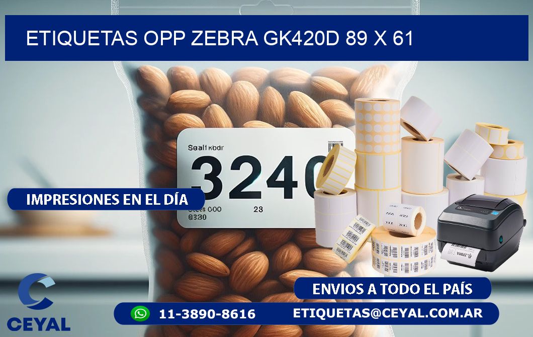 ETIQUETAS OPP ZEBRA GK420D 89 x 61