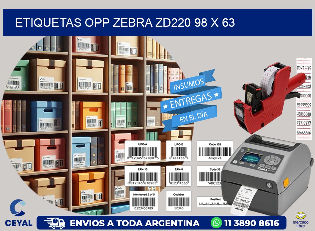 ETIQUETAS OPP ZEBRA ZD220 98 x 63