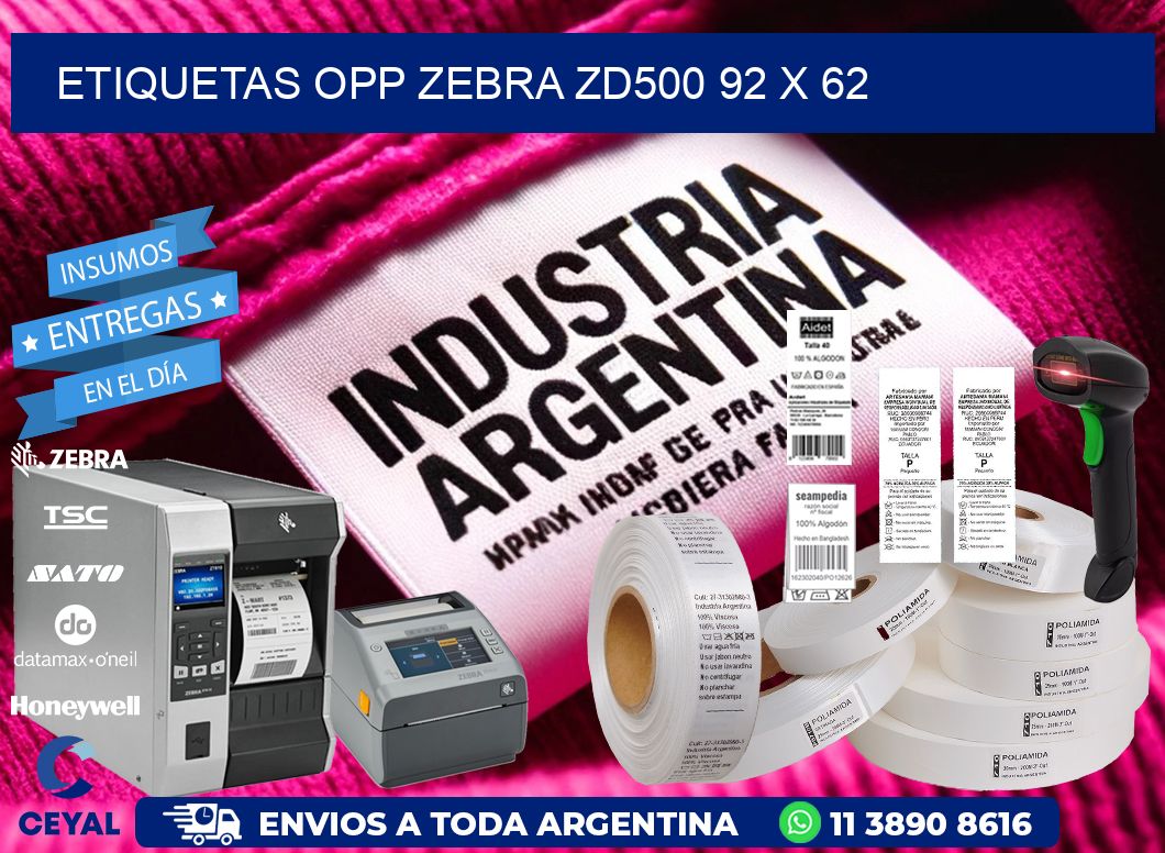ETIQUETAS OPP ZEBRA ZD500 92 x 62