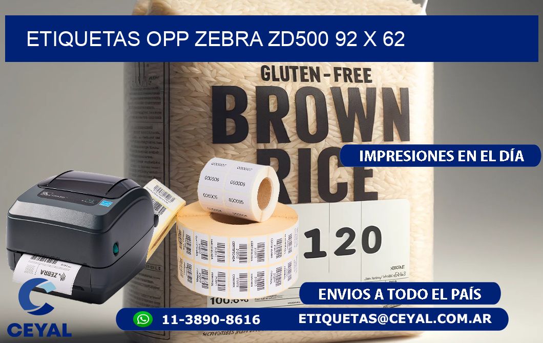 ETIQUETAS OPP ZEBRA ZD500 92 x 62