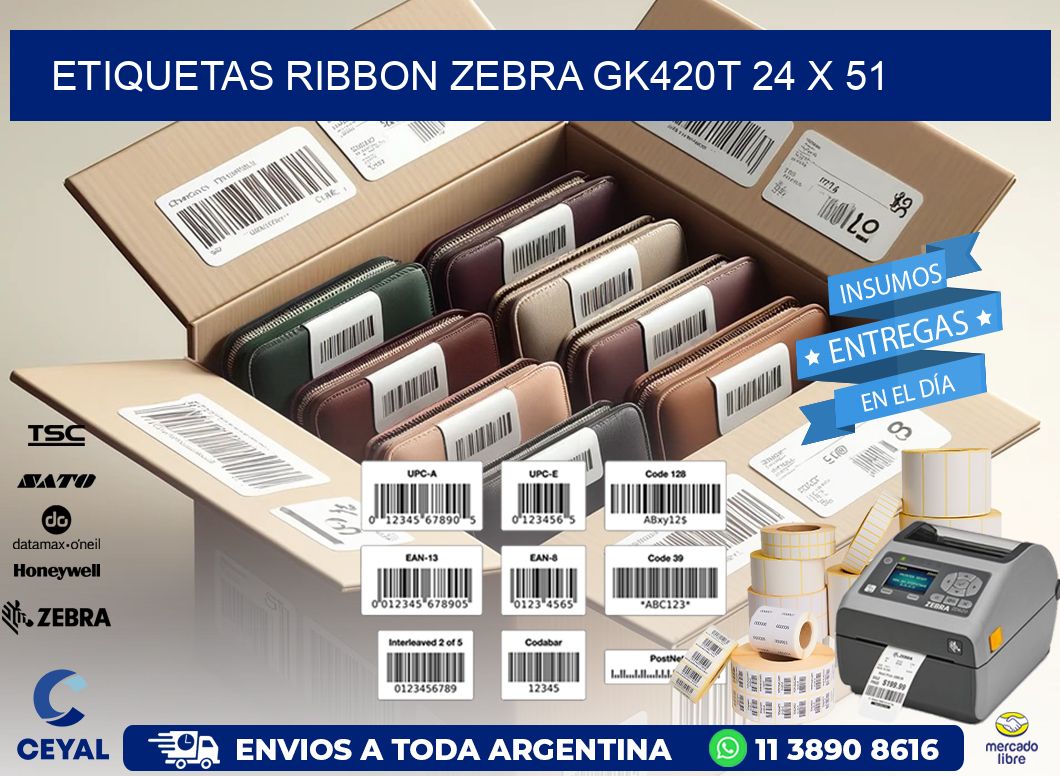ETIQUETAS RIBBON Zebra GK420T 24 x 51