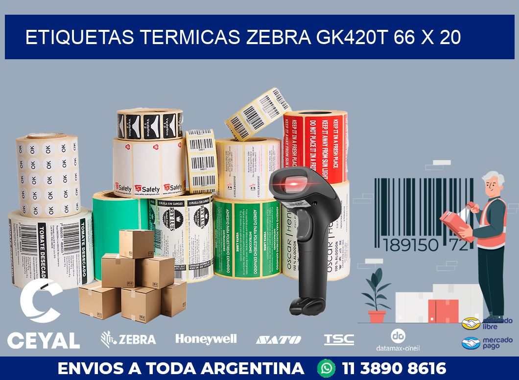 ETIQUETAS TERMICAS ZEBRA GK420T 66 x 20