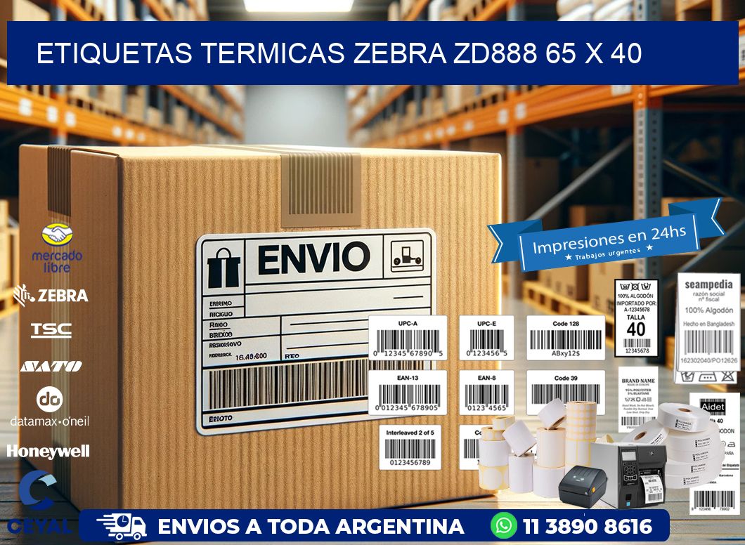ETIQUETAS TERMICAS ZEBRA ZD888 65 x 40
