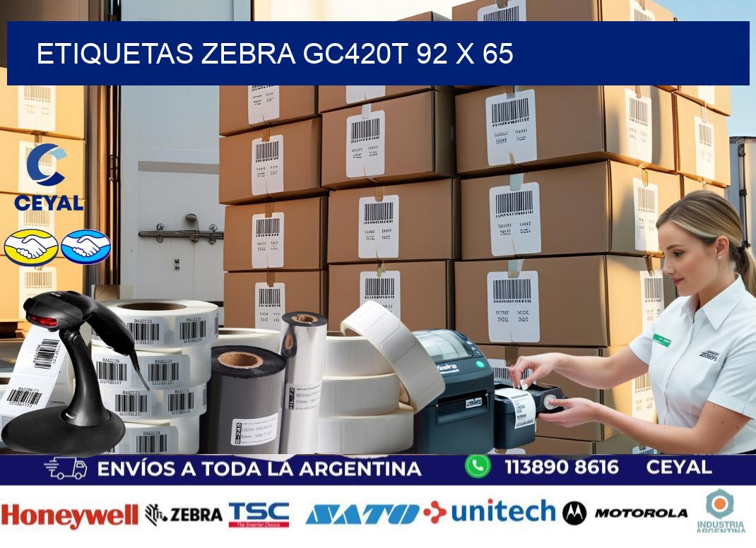 ETIQUETAS Zebra GC420T 92 x 65
